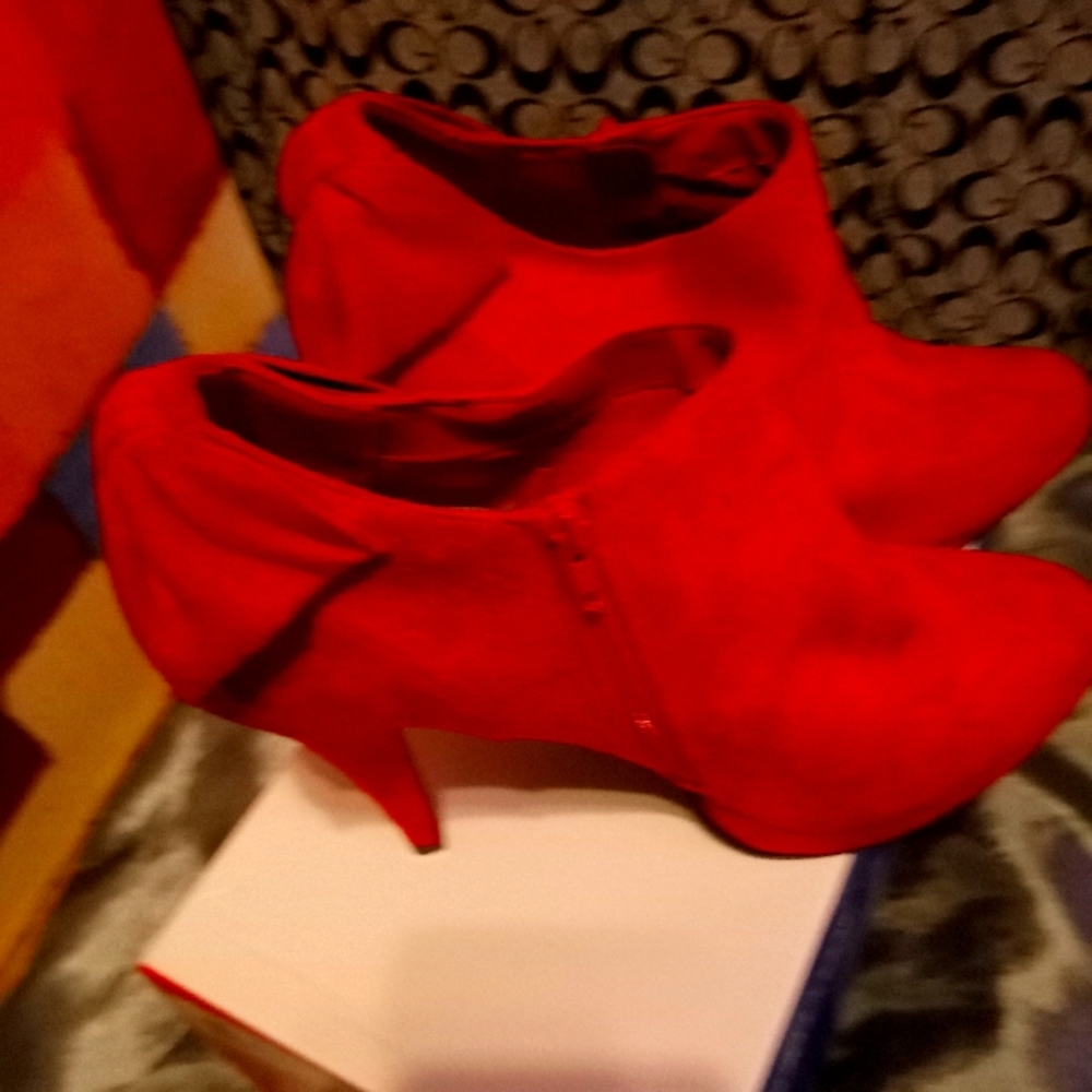 Red high heel shoes